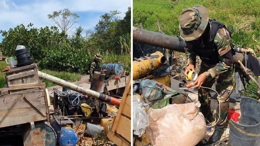 FANB destruye tres embarcaciones dedicadas a minería ilegal