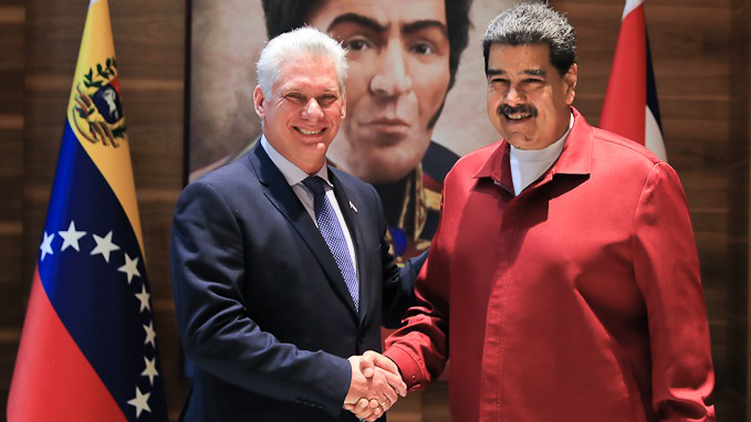Presidentes de Cuba, Miguel Díaz-Canel y de Venezuela,  Nicolás Maduro,