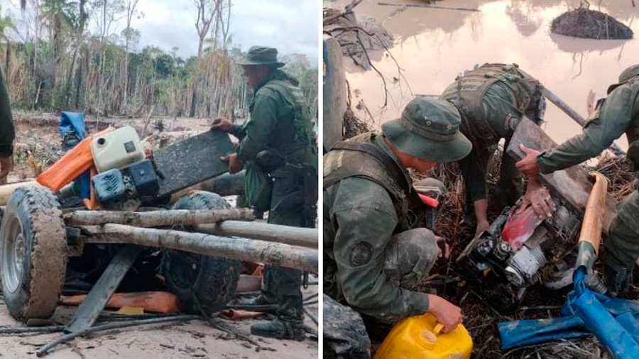 La FANB destruye campamento y materiales usados para minería ilegal en Amazonas