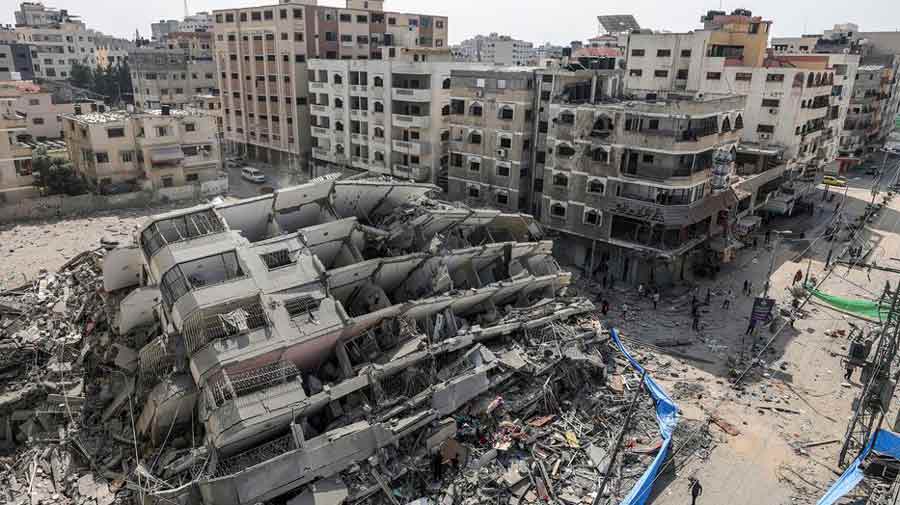 Un edificio derruido por un bombardeo israelí en Franja de Gaza