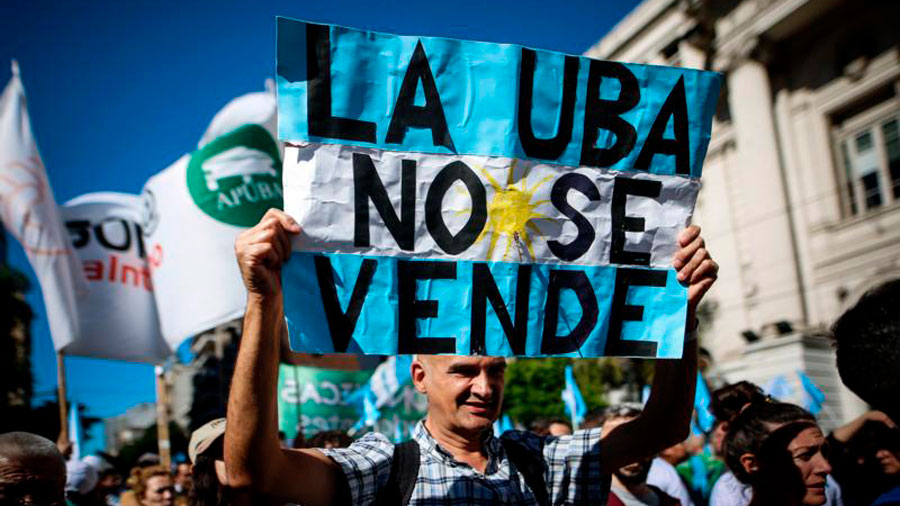 Manifestación de estudiantes en Argentina