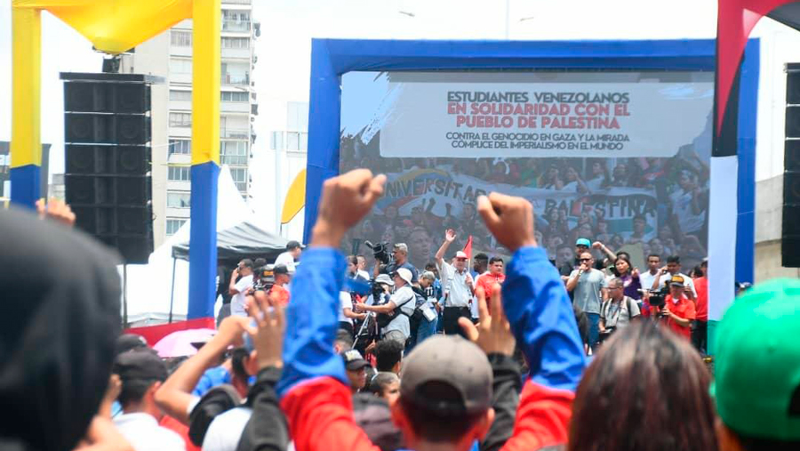 Estudiantes venezolanos se movilizan en favor del pueblo de Palestina
