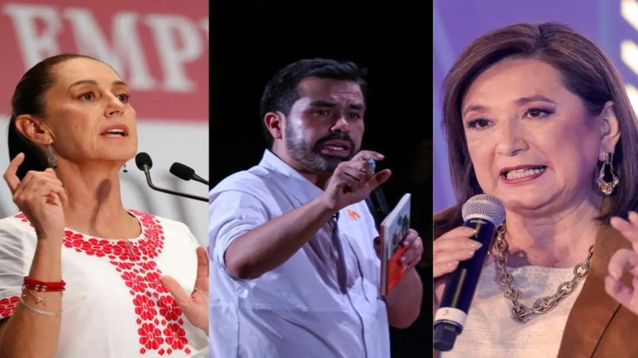 Xóchitl Gálvez, Jorge Álvarez Máynez y Claudia Sheinbaum, candidatos a la presidencia de México