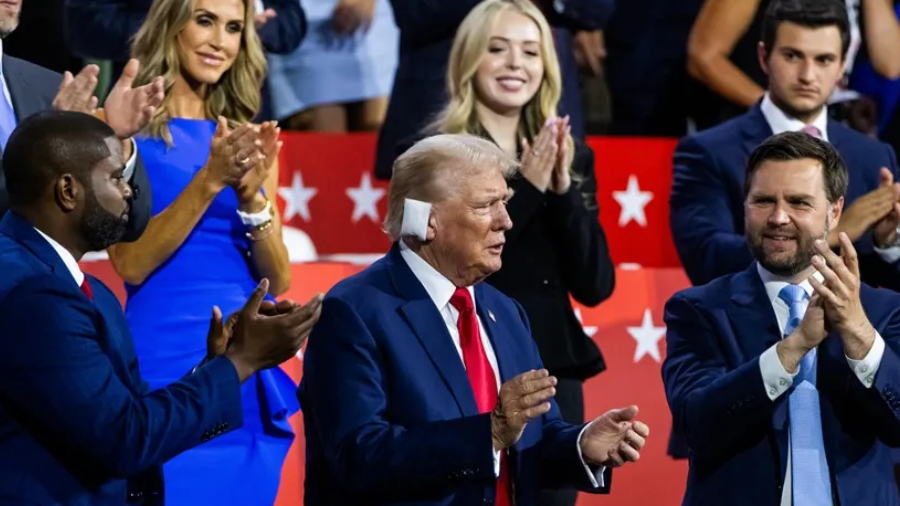 Candidato republicano Donald Trump, en la Convención Nacional Republicana de Milwaukee, Wisconsin