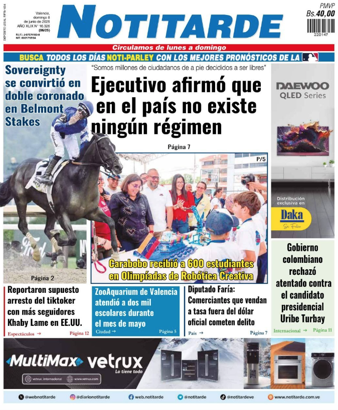 Portadas El Universal y Notitarde 9 de junio 2025