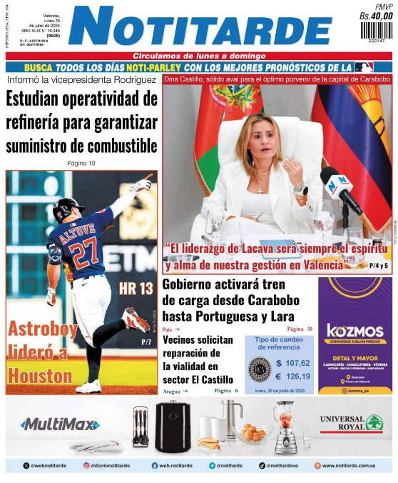 Portadas El Universal y Notitarde 29 de junio de 2025