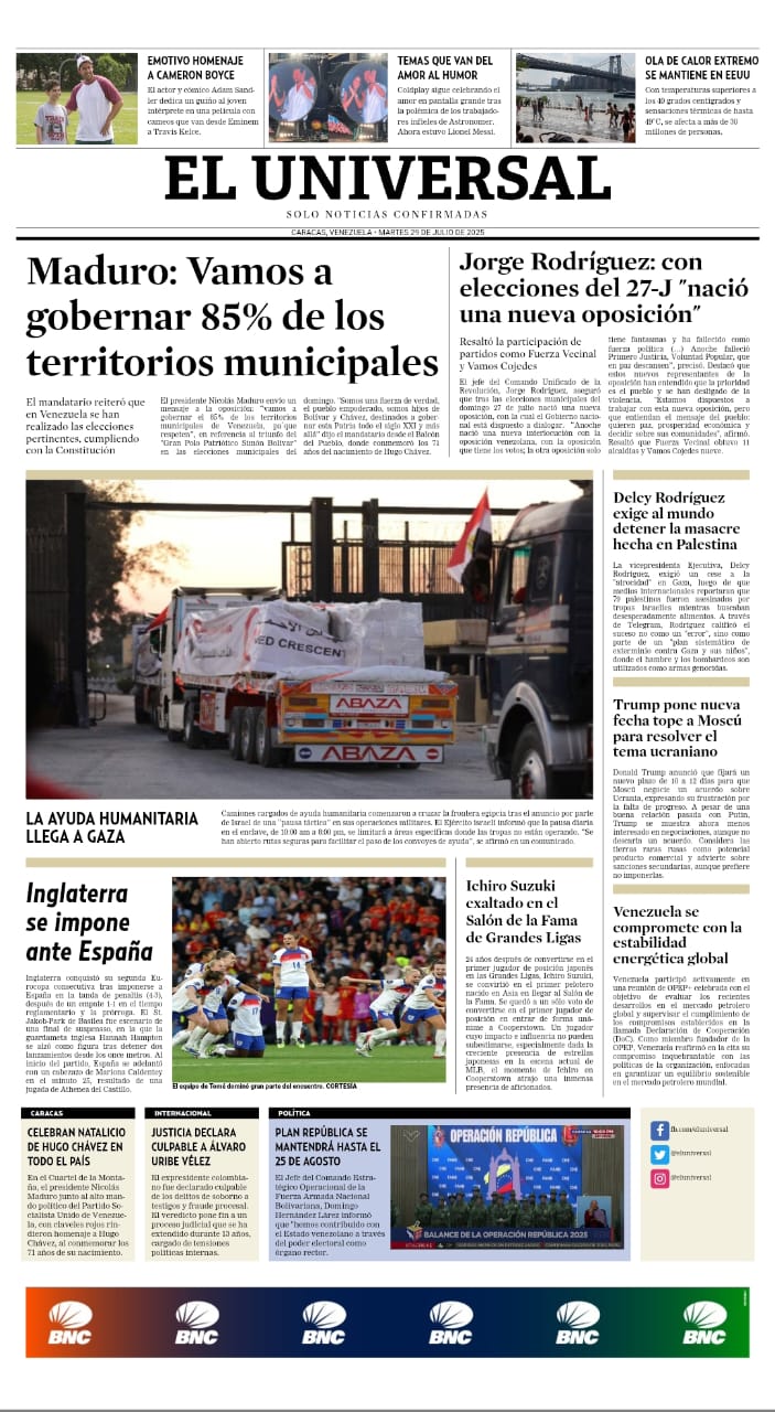 Portada El universal 29 de julio.jpg