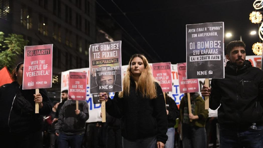 Protestas en Grecia en contra de la agresión contra Venezuela