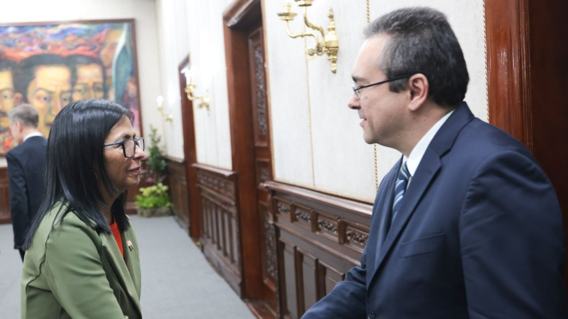 Reunión de Delcy Rodríguez con diplomáticos de Europa (Cortesía) Reunión de Delcy Rodríguez con diplomáticos de Europa (Cortesía)