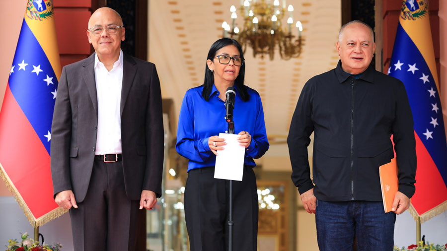 Autoridades venezolanas. Jorge Rodríguez, Delcy Rodríguez y Diosdado Cabello